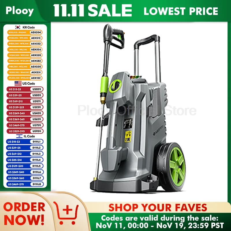 Car Washer Automatic High Pressure Electric Scrubber 200Bar 3100W High Power Portable Small Washing Machine for Bathroom Cleanin