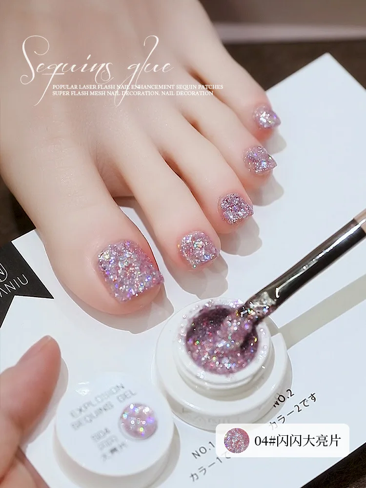 Kaniu High Glitter große Pailletten UV Nagel Gel politur Set 8 Farben funkelnden Platin UV LED Nägel Gel Lack für Nagels tudio Maniküre