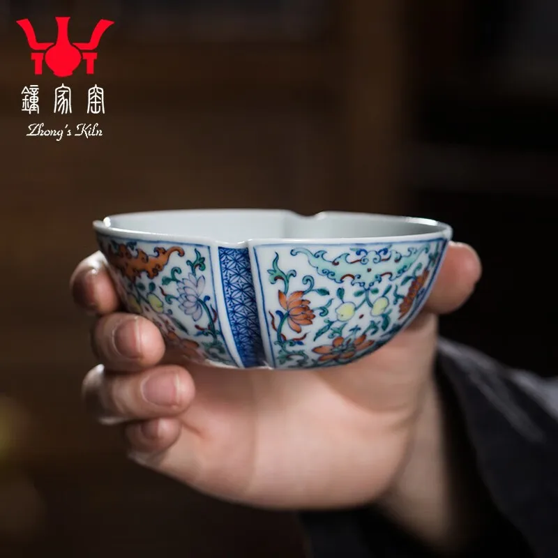 Zhongjia Kiln Master Cup Single Cup Jingdezhen Blue and White Color Firewood Kiln Twine Flower Kombucha Tea Cup Small Teacup