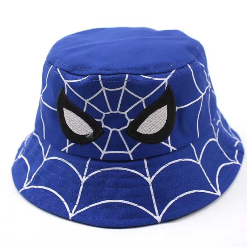 Disney Spiderman cartoon Spiderman Fisherman hat all-match boys and girls hat Autumn winter children\'s hat large overhang basin