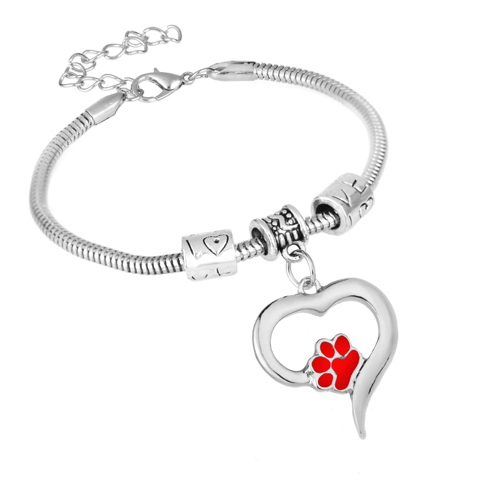 

dog paw braceletCharm Bracelet for Women Stainless Steel Bracelet Gifts Jewelry