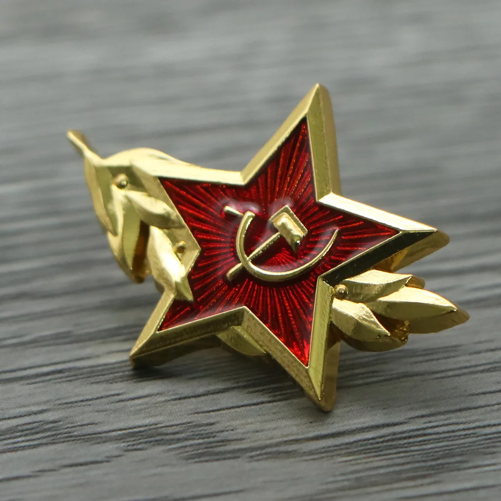 CCCP antigua broche comunista soviético retro martillo hoz rojo insignia de cinco estrellas medalla