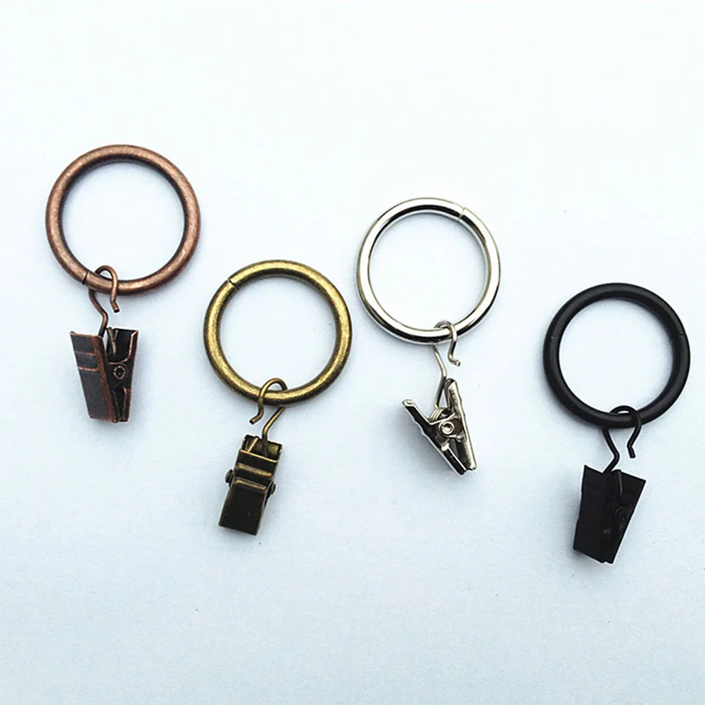 

60Pcs Iron Curtain Clips Rings Anti- Rim Design Ideal for Drapery Hooks Curtain Loops Clip Rings Tabs Pockets