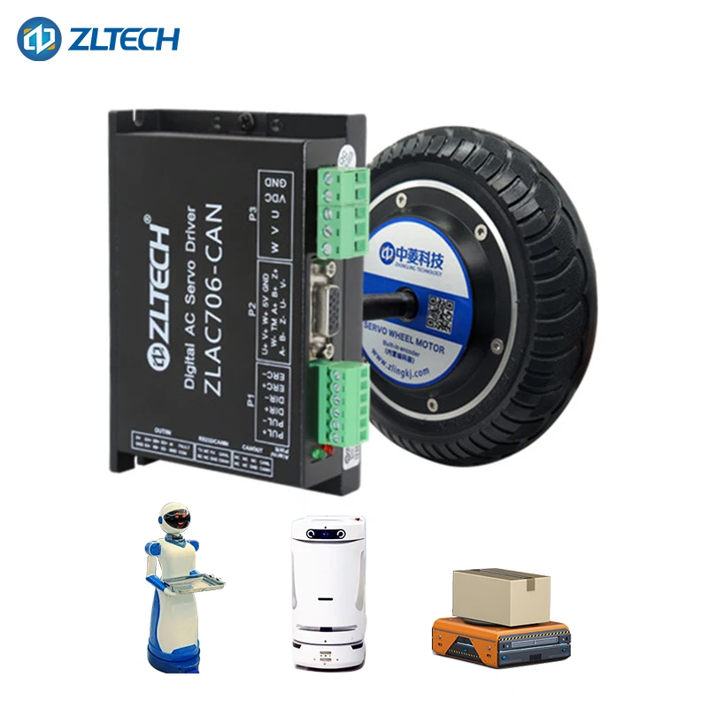 8 Inch 600RPM Low Speed Wheel Hub Motor Kit with Encoder Robotics Innovation Hub 48V Robot Motor for Robot Vacuum Cleaner