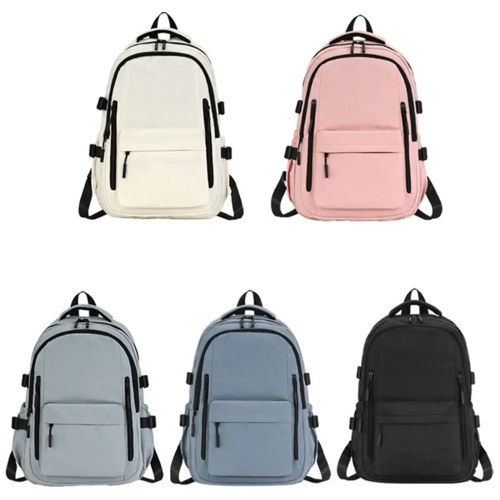 간단한 단색 학생 배낭 옥스포드 천 대용량 어깨 가방 하라주쿠 한국 스타일 학생 학교 가방 야외