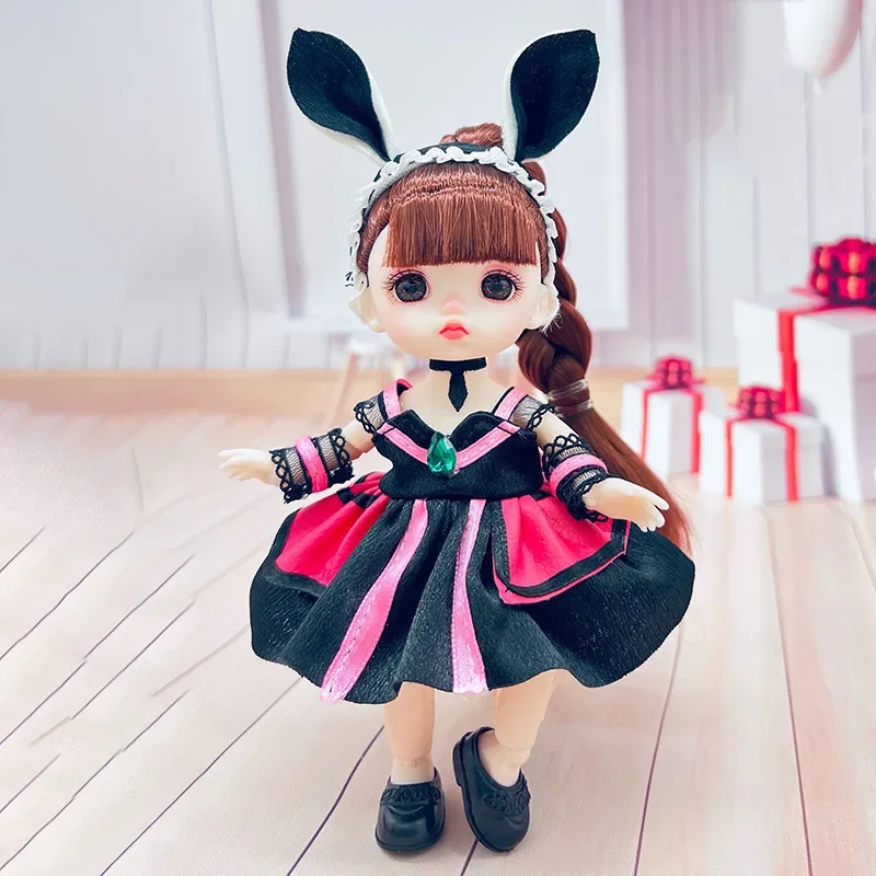 BjD Doll Clothes 1/12 Head Body Naked Dolls 13 Movable Joints Fashion Clothes Suit Accessories Hair Girl Gift Toy