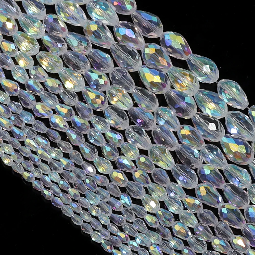 1 Strand Faceted Crystal Beads AB Color Clear Teardrop Glass Loose Bead For Jewelry Making DIY Bracelet Accessories 3/4/6/8/10mm image 5