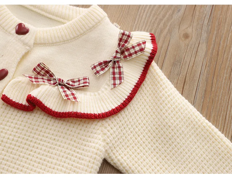 Girls Knitted Clothing Sets Spring Autumn Children Woolen Jersey Sweaters Coats Skirts Party Dress Suit For Baby Outfits Kids 6Y