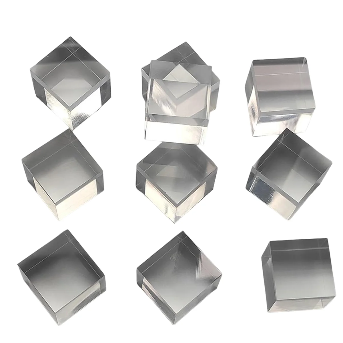 10 Pcs 1inch X 1inch X 1inch Clear Acrylic Square Squares Blocks - All Sides Polished, Plastic Square Rod Peg