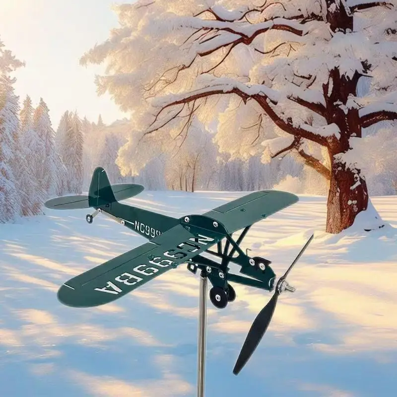 

Aircraft Windmill Airplane Weathervane Roof Mount Sculpture Aircraft Spinner Outdoor Decoration for Lawn Garden Yard Flight