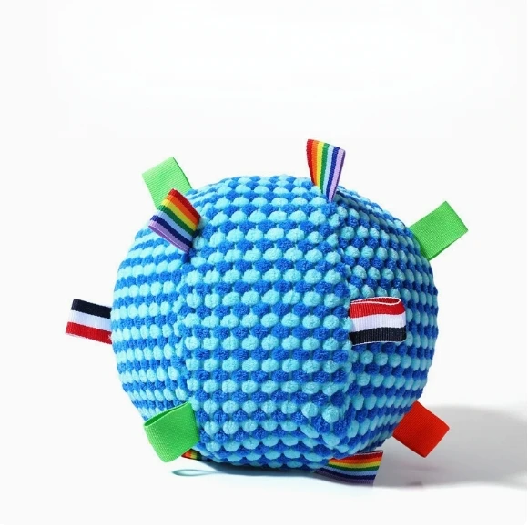 1. Balle anti-stress en peluche pour chiot, jouet pour animaux de compagnie, balle à mâcher durable et résistante aux morsures, jouet interactif pour le soin des dents et le divertissement quotidien des chiens.