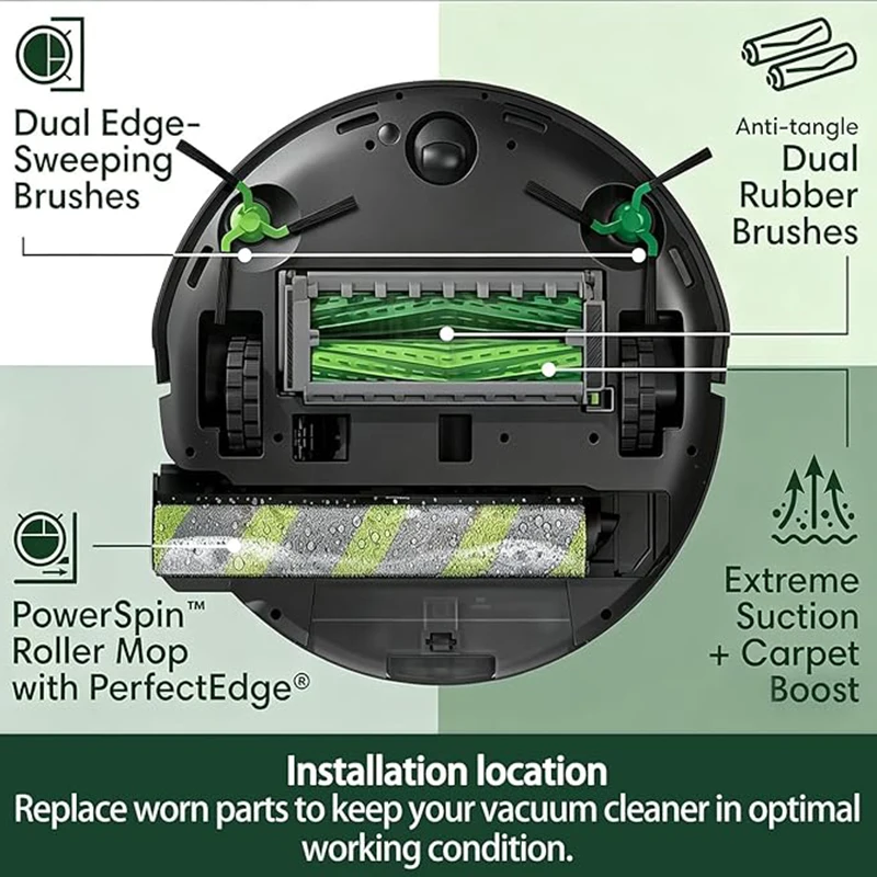 Replacement Parts Kit For iRobot Roomba Max 705 Combo Robot Vacuum Accessories, Main Side Brush,HEPA Filter,Roller Mop,Dust Bags view 6