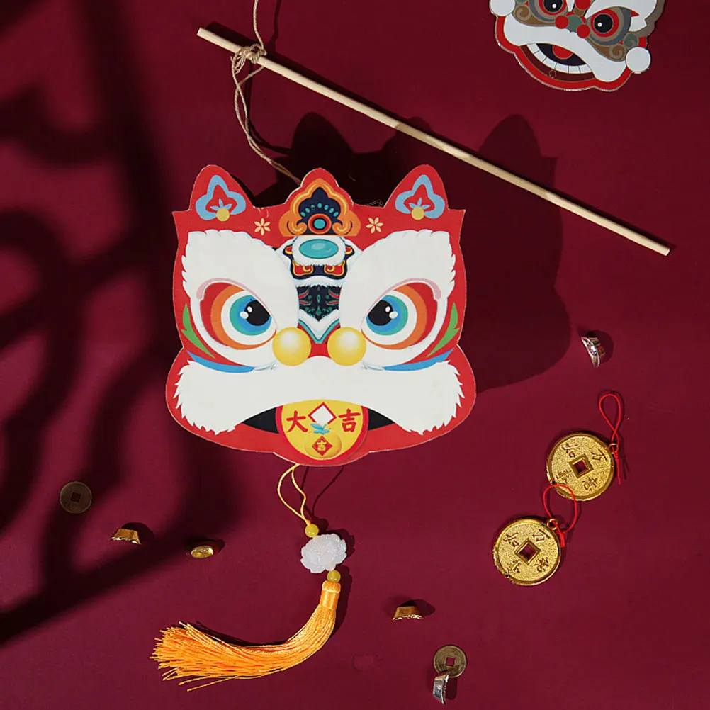 

DIY Lantern New Year Decor Red Portable Material Kids Cartoon Festival Hanging Light Indoor Lamp