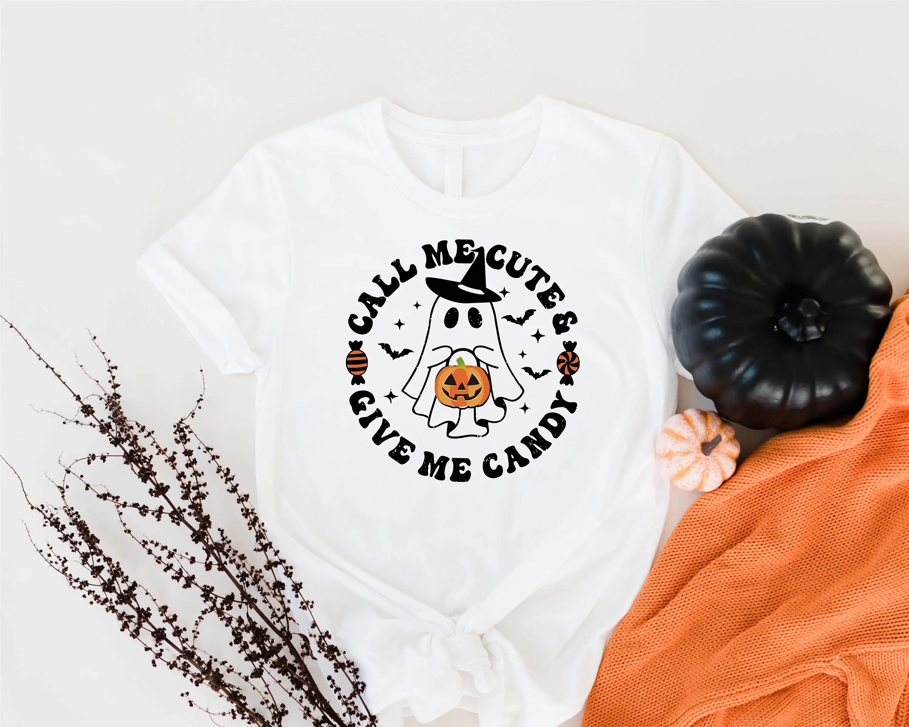 Call Me Cute Give Candy T Shirt Halloween Trick Or TreaT Spooky Season Ghost SweaT Funny Theme