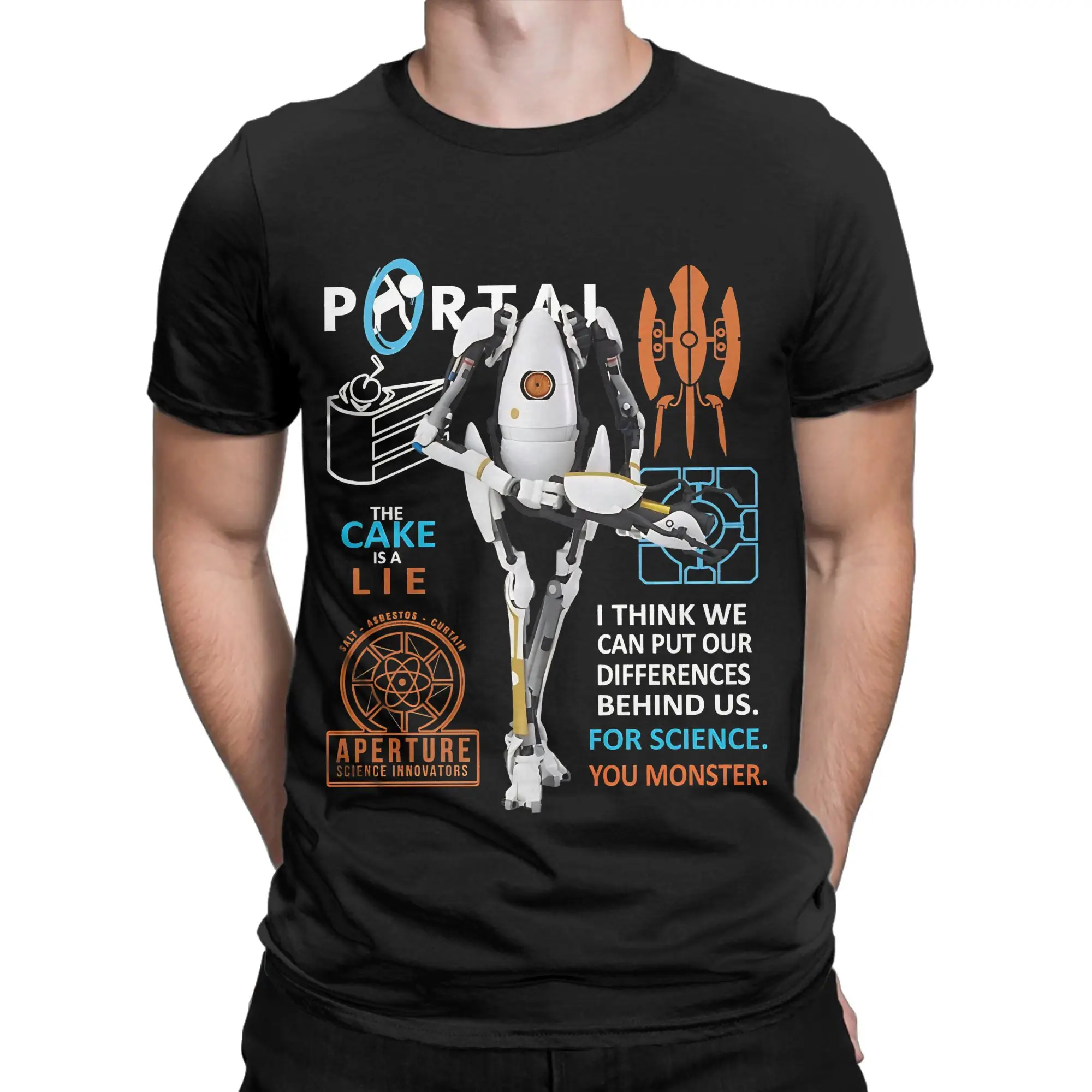 Alien Parasitic Creature  Classic Portal Graphic Funny 100% Cotton T-Shirt Tees Tops For Men