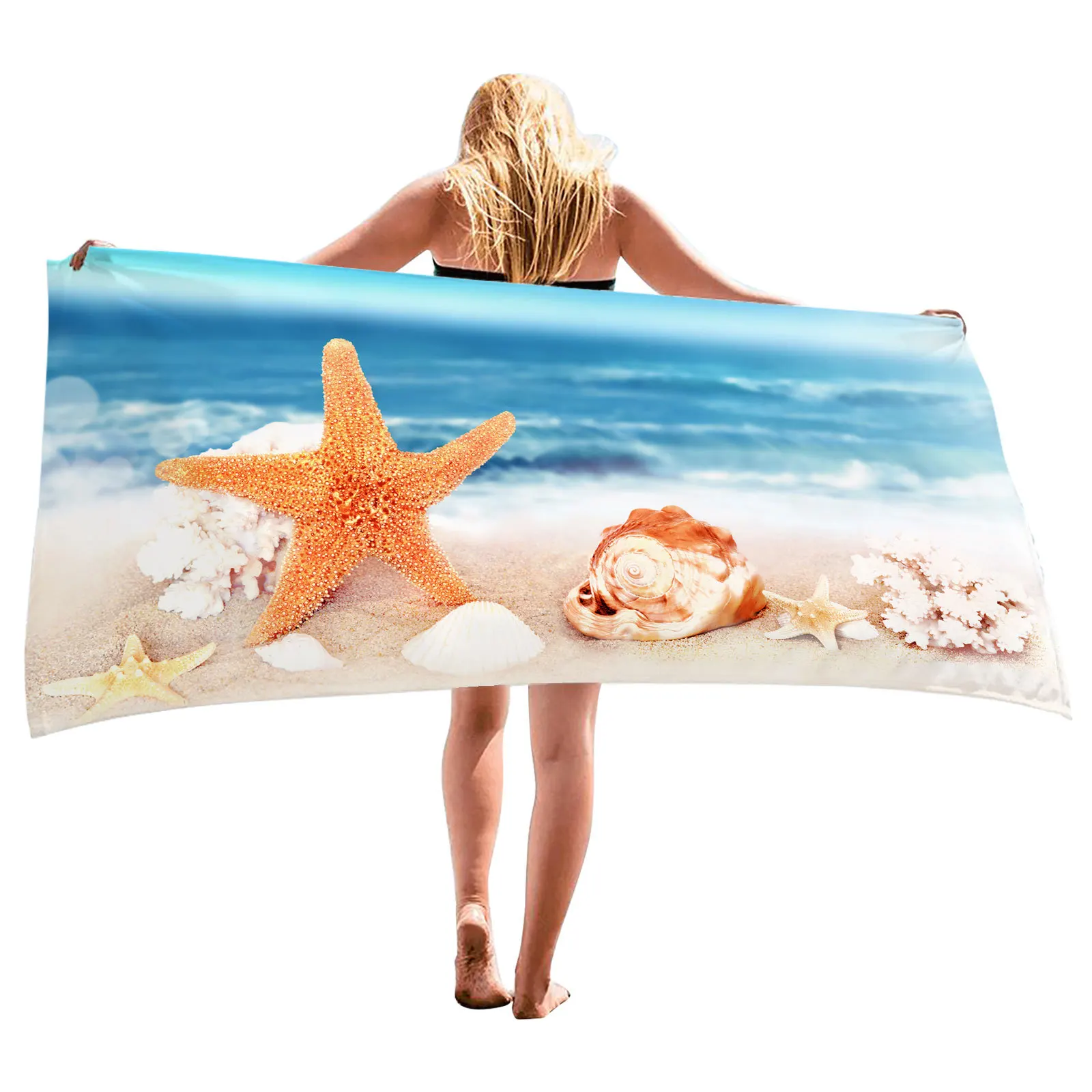 

Starfish Shells Colorful Bath Towels Double Sided Water Absorption Beach Towel For Kids And Adults Thin Sand Free Towels Travel