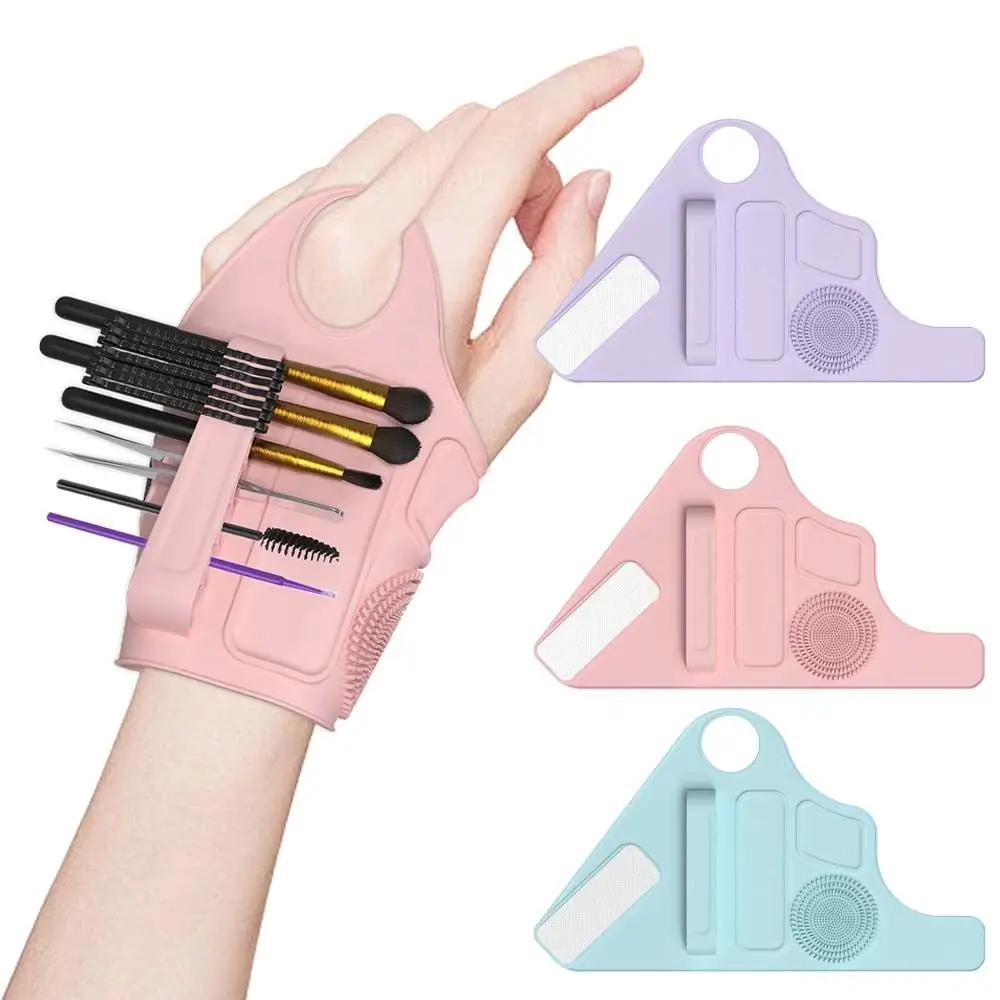 Profession Makeup Palette Mixer 7 Holes Silica Gel Wrist Makeup Brush Holder Washable Subzone Makeup Tools Colour Mixing