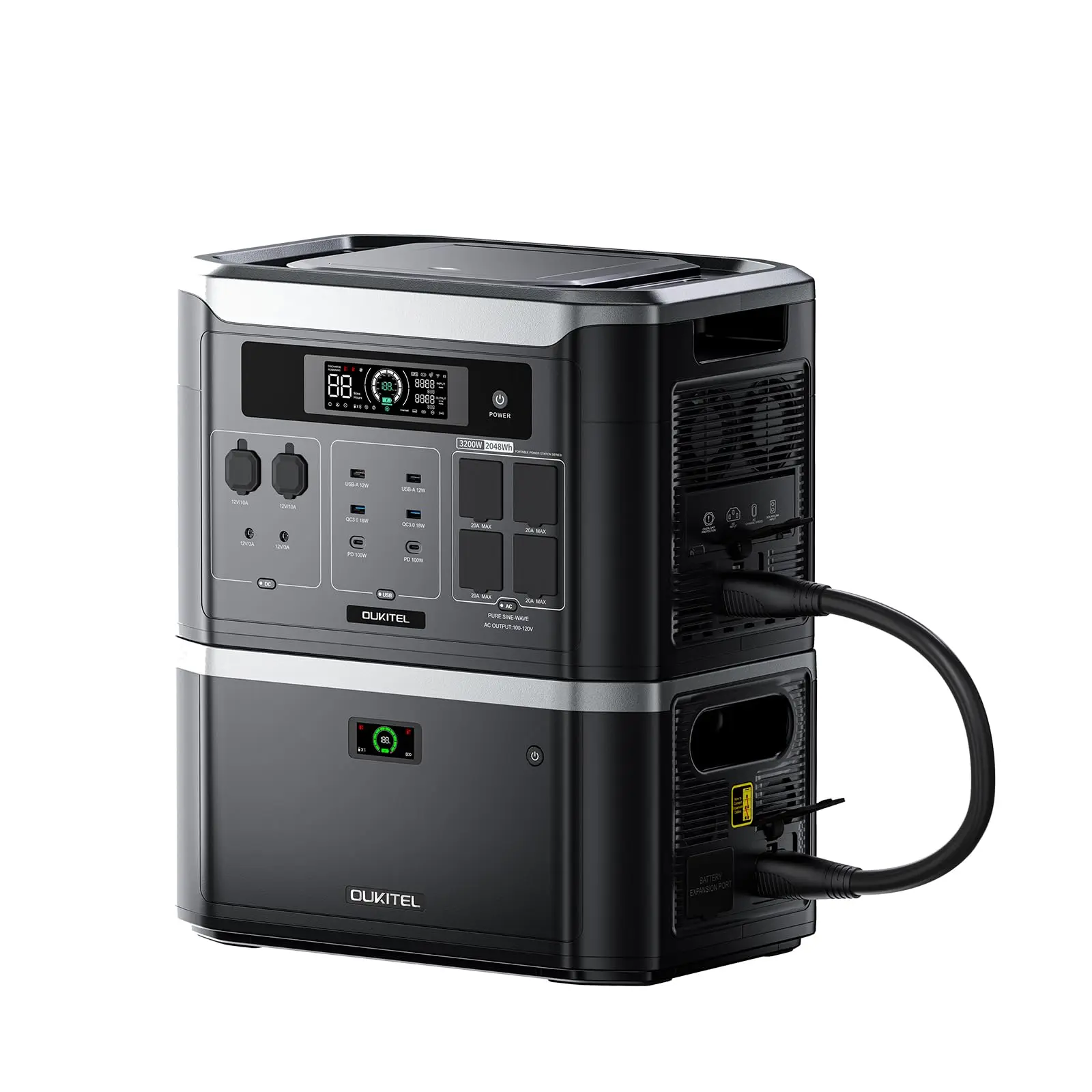 OUKITEL BP3000E Tragbare Powerstation 3200W 2048Wh LiFePO4 Batterie Solargenerator 220V EU-Stecker Notstromversorgung für Zuhause Wandladung Schnelles Aufladen Reine Sinuswelle USV Outdoor Reisen