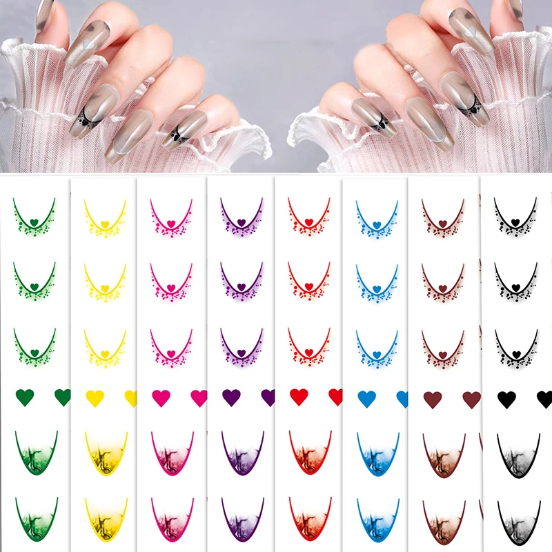 

Fashion French 3D Simplified Line Nail Art Stickers Irregular Line Press On Nails Decals Manicure Decorations DIY