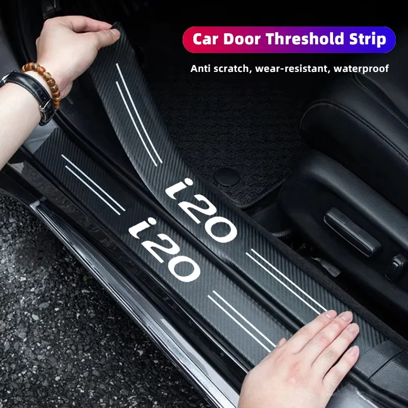 Carbon Fiber Car Sticker for Hyundai i20 Badge 2021 2020 2019 2018 2017 Protective Trunk Bumper Guards Stickers Accessories