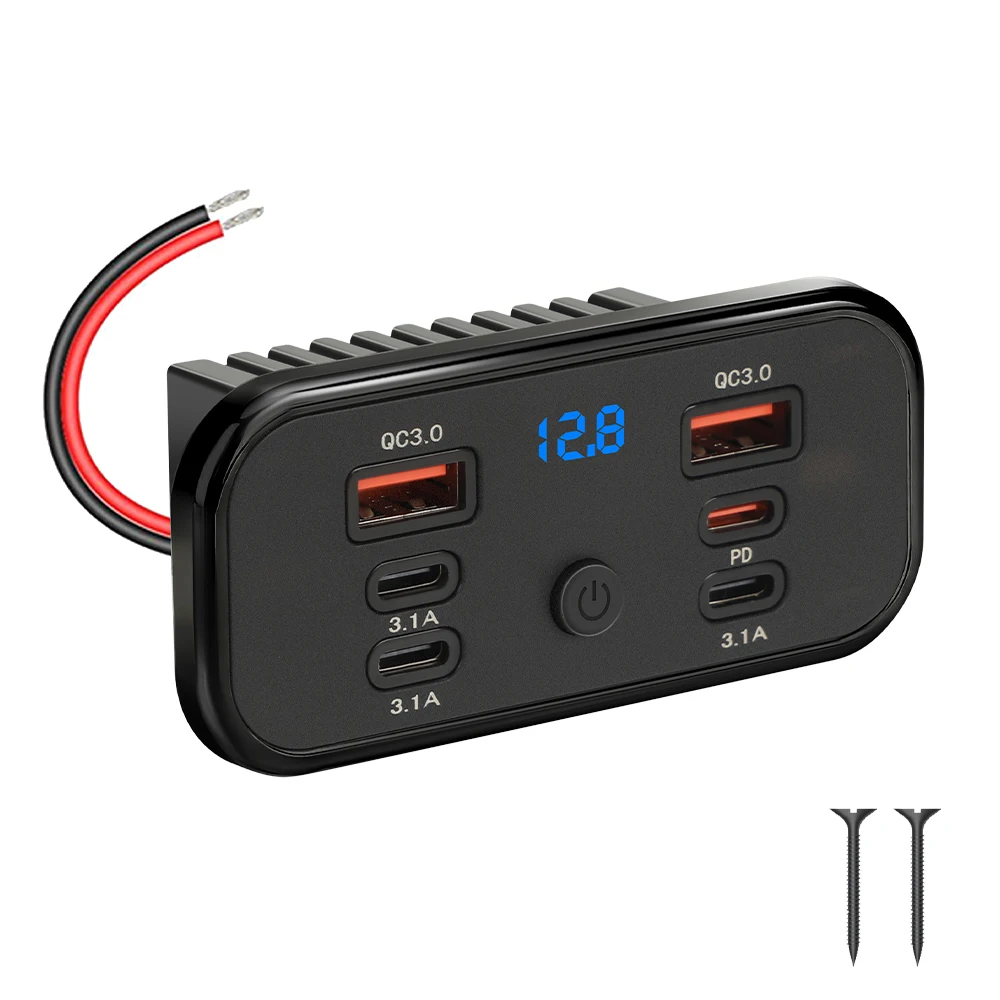 76W Dual PD Dual QC3.0 Type C USB Quick Charger 3.0 met schakelaar Snel opladen 4 poorten Power Panel voor bus ATV auto vrachtwagen Marine