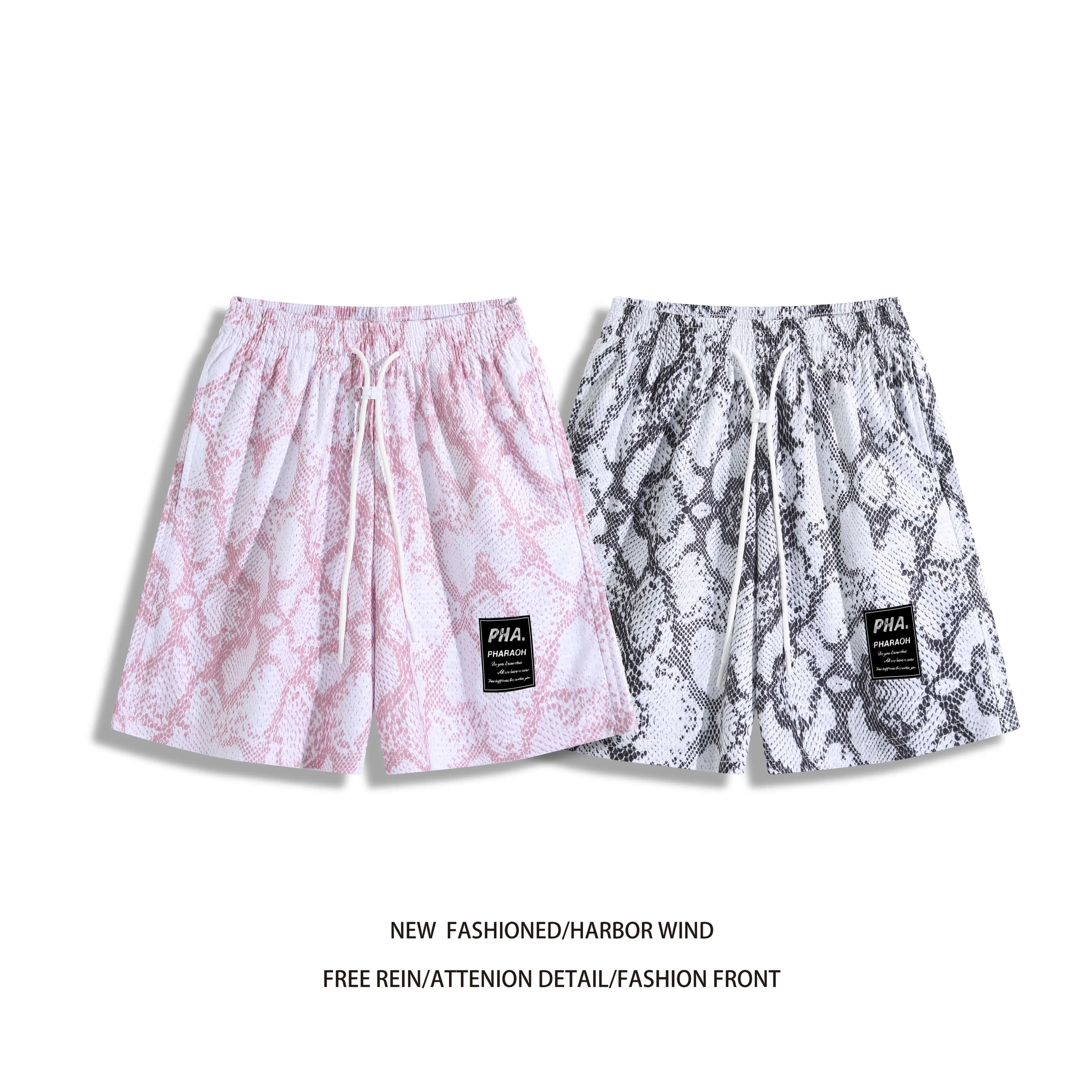 Summer American Style Loose Shorts Men's Women's Cool Feeling Python Texture Sports Heavyweight Moisture Wicking Breathable B...