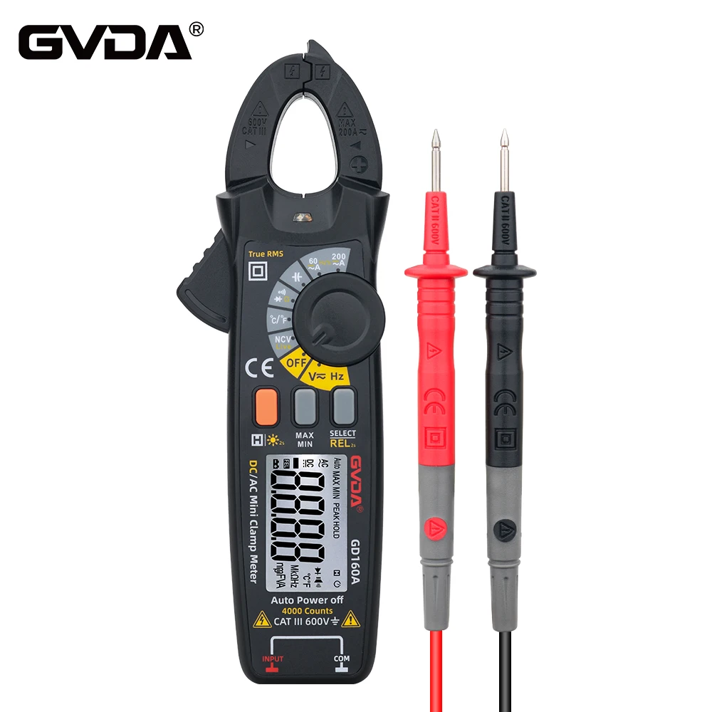 GVDA Digital Mini Clamp Meter 4000 conteggi multimetro AC/DC Tester di tensione Car Amp Hz capacità NCV Ohm Test voltmetro