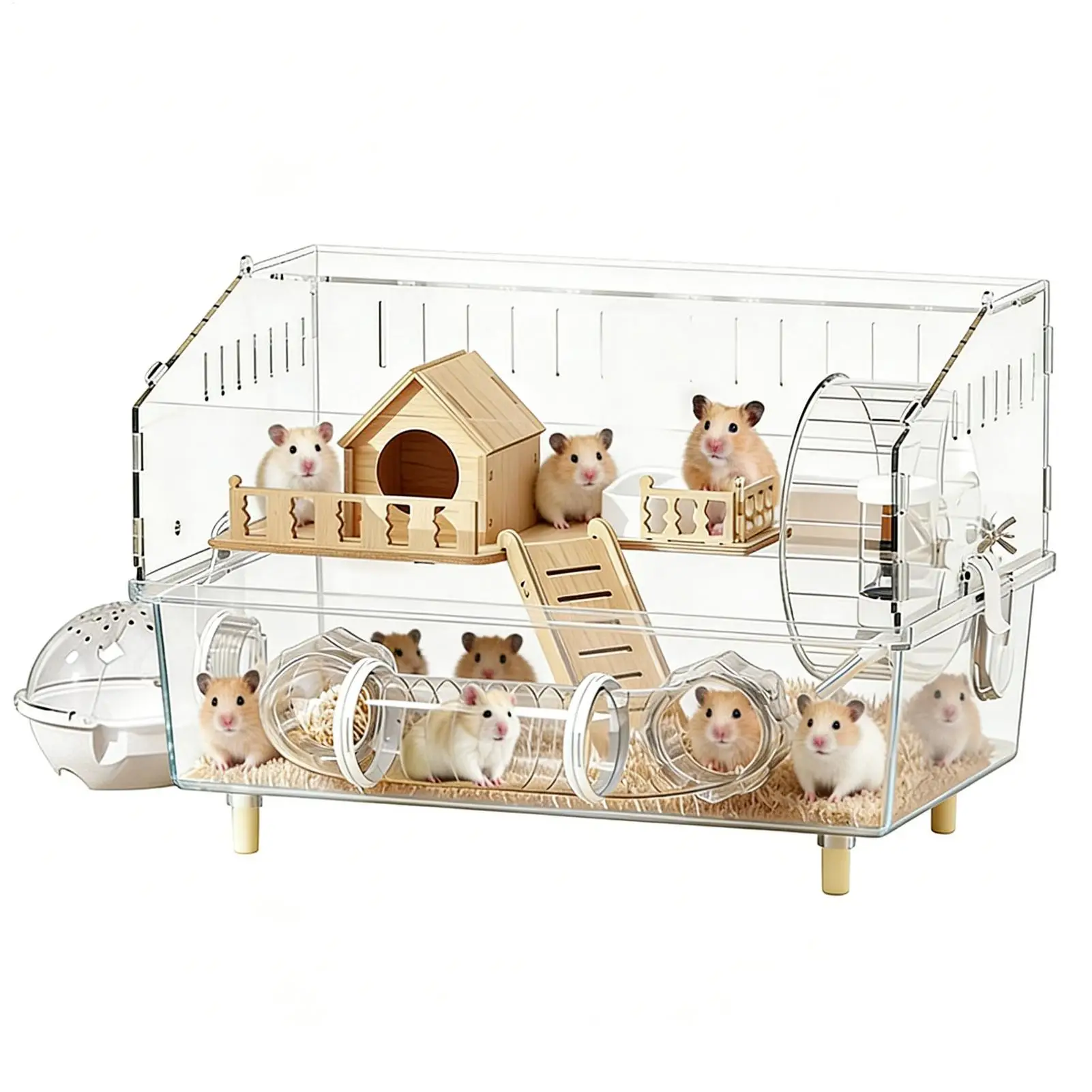 

Acrylic Hamster Cage 2-Tier Clear Acrylic House For Activity Rest Sleeping Hedgehog Cage Activity Rest Sleeping Play