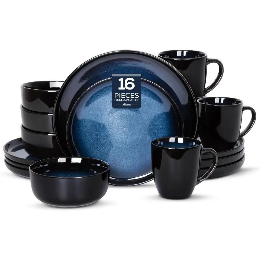

Dinnerware Set Stoneware Plates and Bowls Sets with Mugs Chip Scratch Resistant Dish Set Handmade Reactive Glaze Oven Microwave