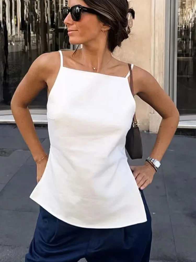 HXAO Damski Top 2024 Sznurowany Bez Pleców Top na Ramiączkach Damski Tanie Ubrania Sexy Modne Tanki i Camis Crop Top Damski Biały Czarny Top