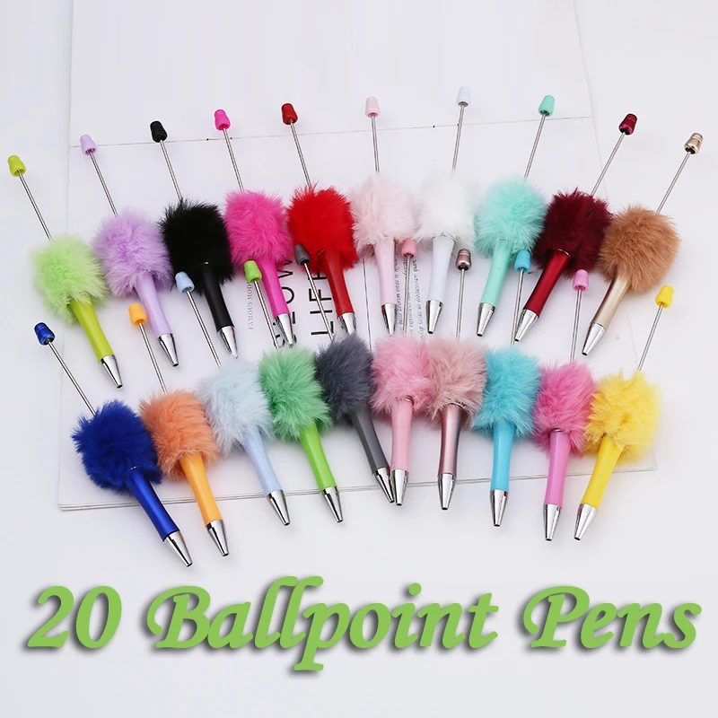 20 Stuks Nieuwste Kleur Creatieve Pluche Balpen Balpen Diy Balpen Pen Balpen Cadeau Voor Studenten Kantoorbenodigdheden