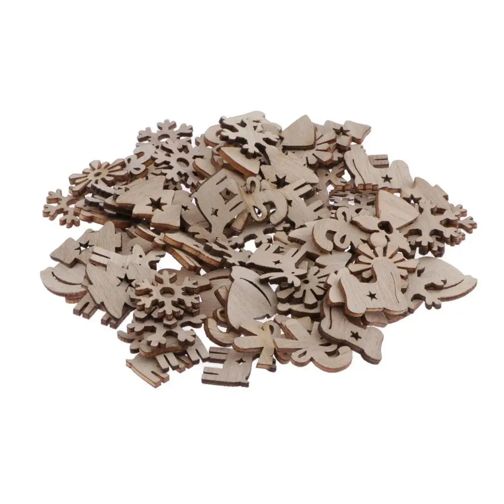 

100 Wooden Slices with Holes Unfinished Pre-drilled Wood Washers for