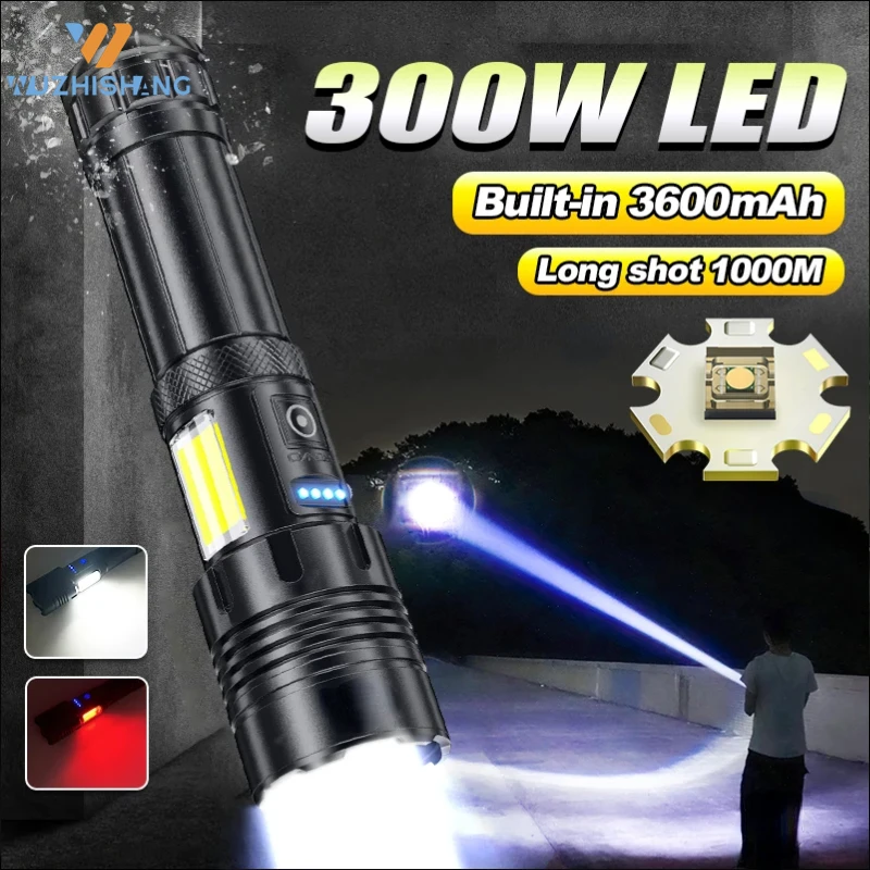 

High Brightness LED Tactical Flashlight Outdoor Camping Waterproof Emergency Light 7 Lighting Modes USB Rechargeable Torch