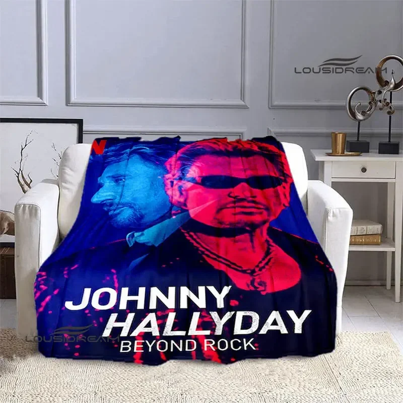 French rock star Johnny Hallyday print blankets Picnic blanket Flange Warm blanket Home travel blanket bed linings birthday gift