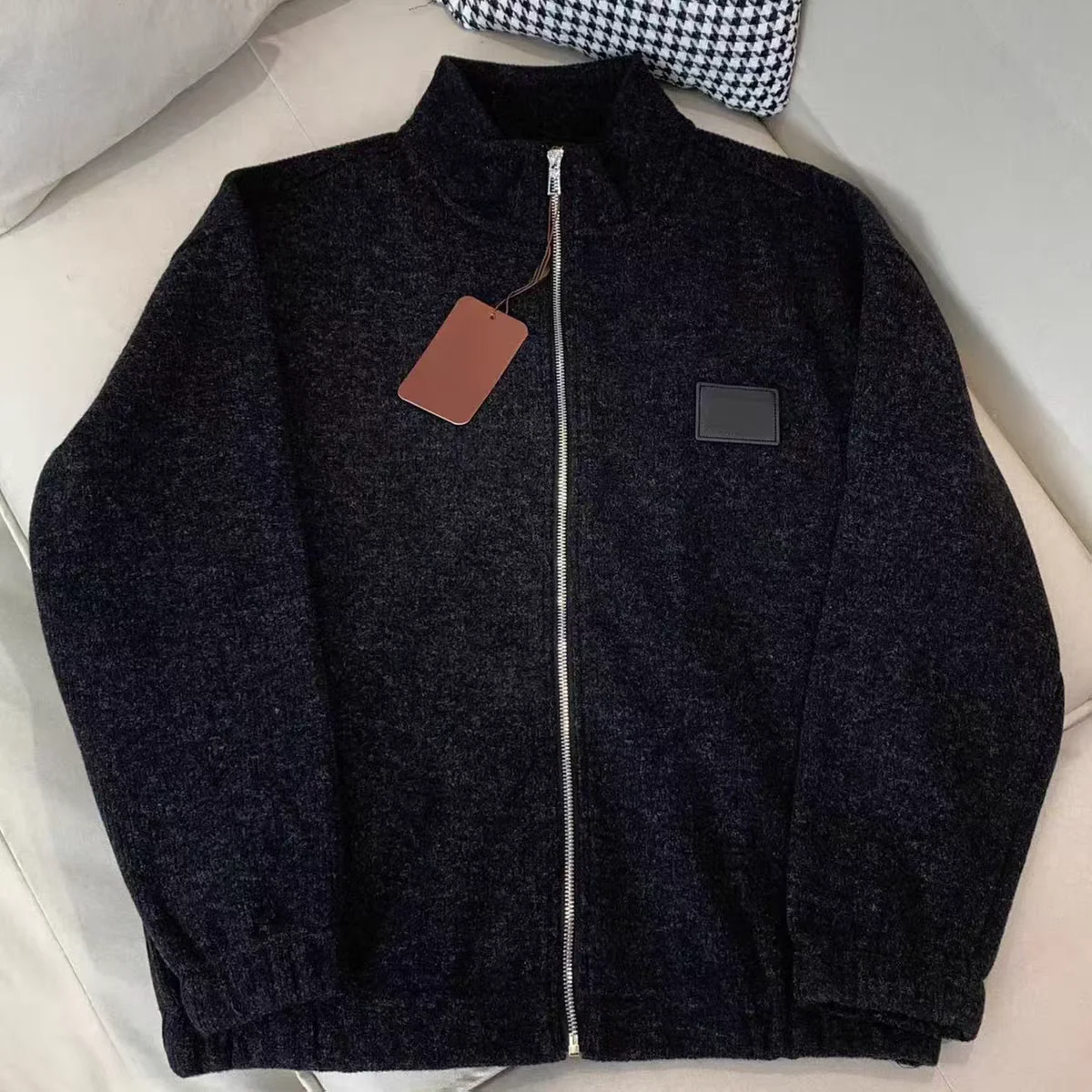 سترة محبوكة بسحاب كاجوال للخريف والشتاء من مزيج الصوف الإيطالي LP سترة واقفة