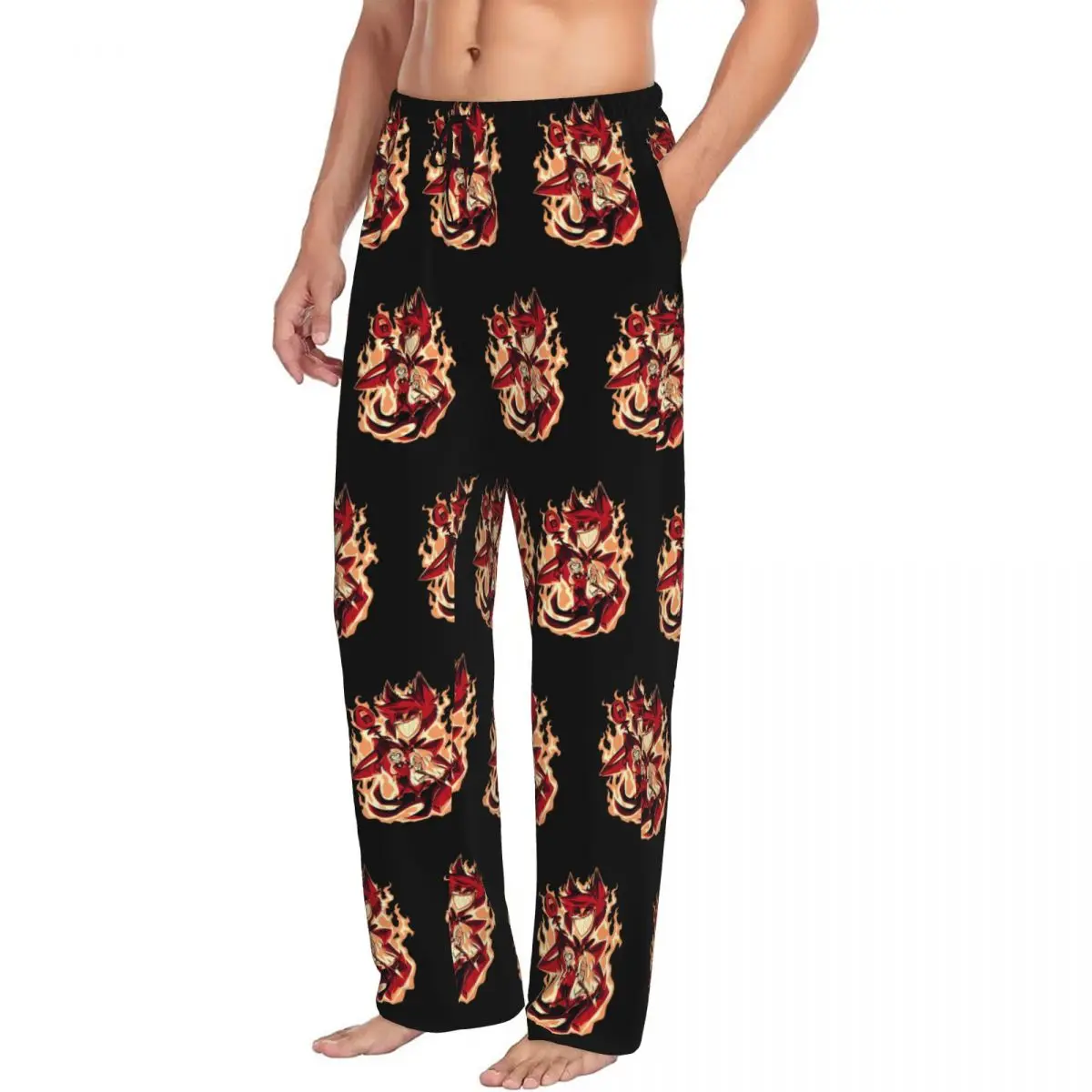Custom Men Hazbins Hotels Pajama Pants Print Cartoon Sleep Sleepwear Bottoms with Pockets