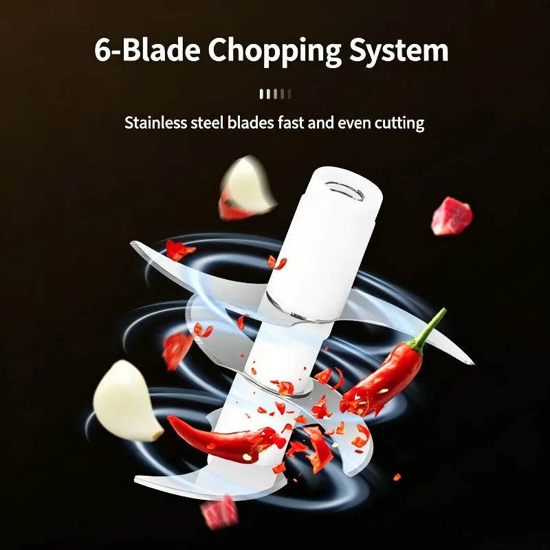 Electric Garlic Chopper Mini Food Processor USB Rechargeable Meat Vegetable Blender For Kitchen