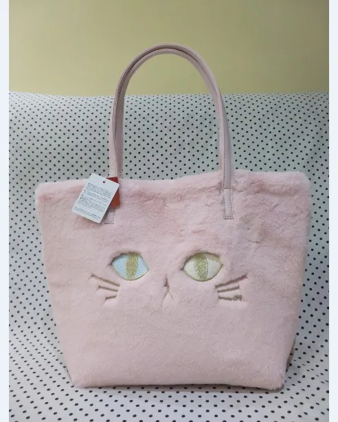 

Зимние милые кошки с вышивкой из искусственной кроличьей шерсти, овечьей шерсти, длинный плечевой ремень, регулируемые сумки через плечо для женщин