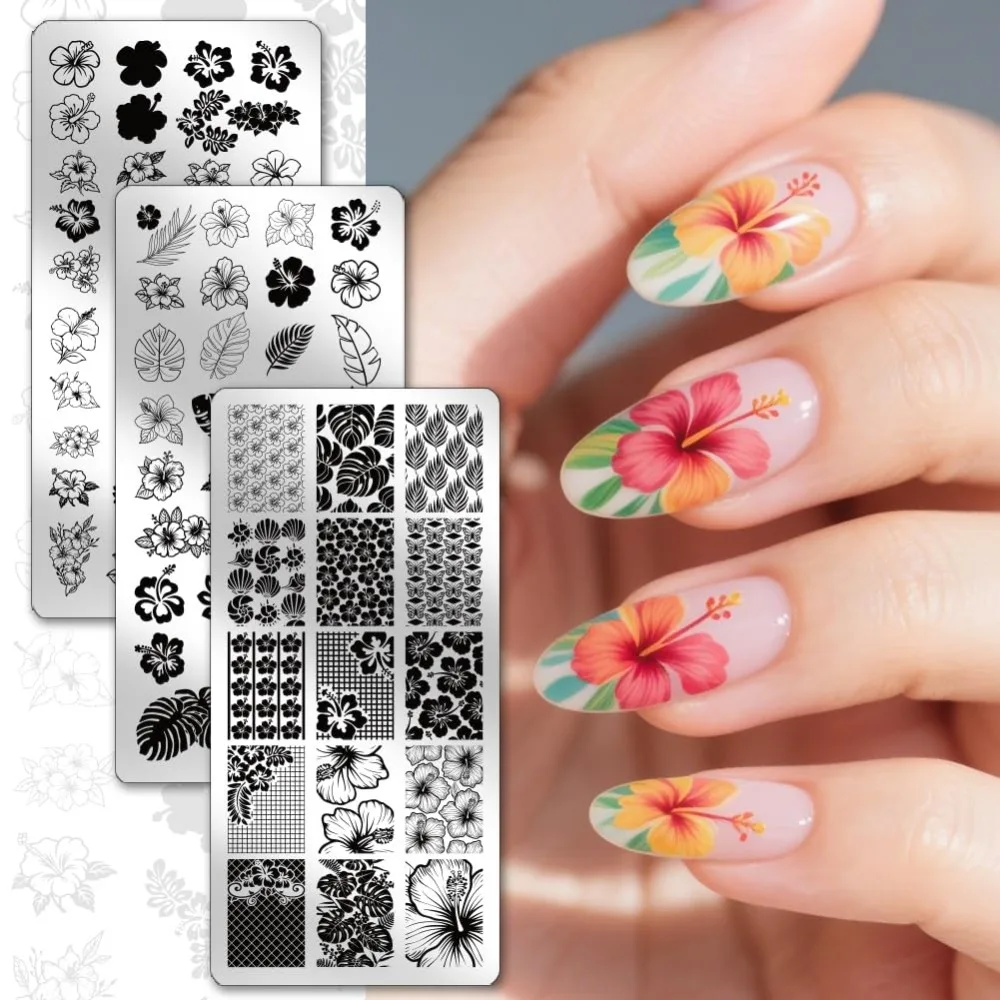 Stainless Steel DIY Nail Art Templates Template Tool Rectangle Flower 12x6cm 3pcs/set - view 3