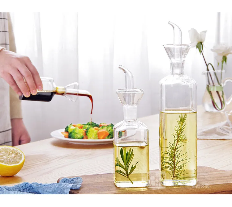 High Borosilicate Glass Oil Pot Household Leak-proof Oil & Vinegar Pots Kitchen Soy Sauce Pot Oil Tank Seasoning oil Bottle