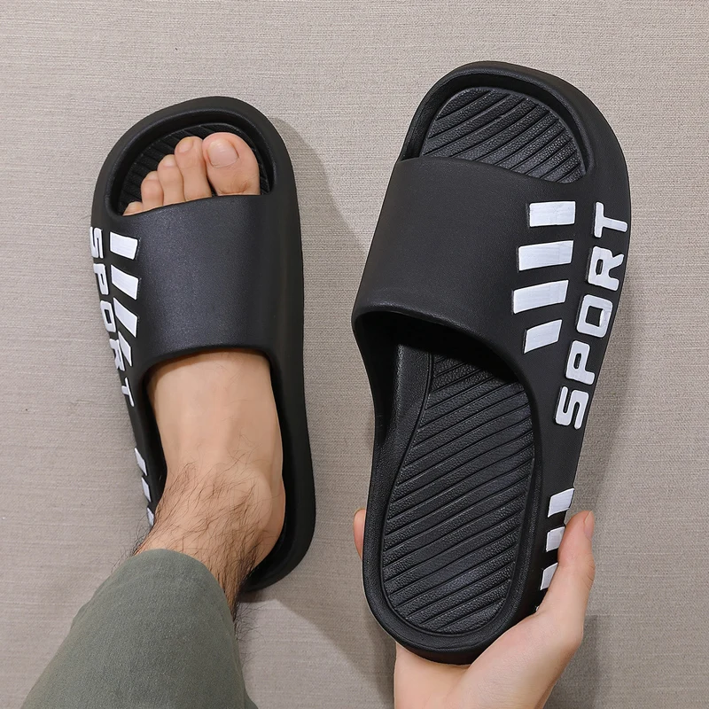 SHAJI 2026 New Men's Four Seasons Fashion Slippers Thick Non-Slip Sole Indoor Outdoor Beach Shower Home Sandals