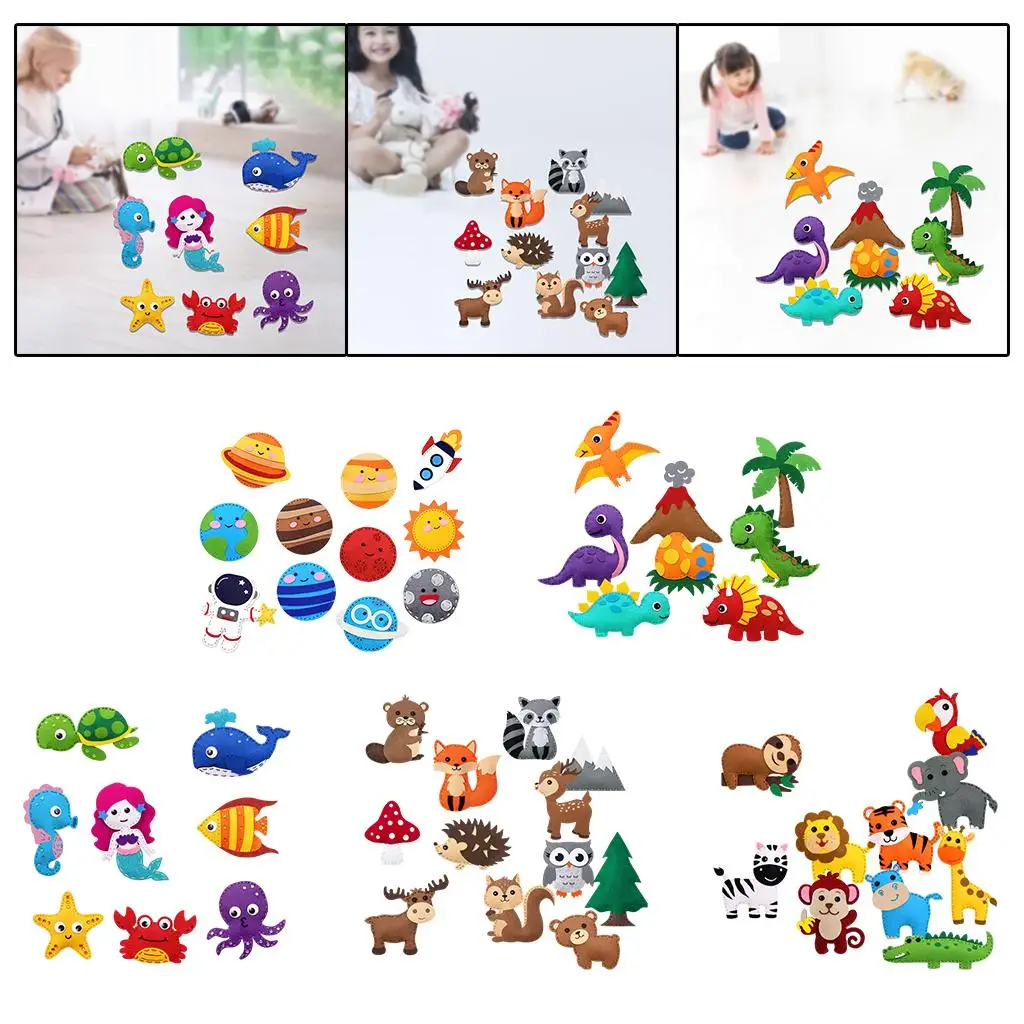 Kit d'artisanat de couture, kit de couture artisanal en feutre d'animaux, pour filles et garçons, kit de couture éducatif, kits d'artisanat de 2 ans