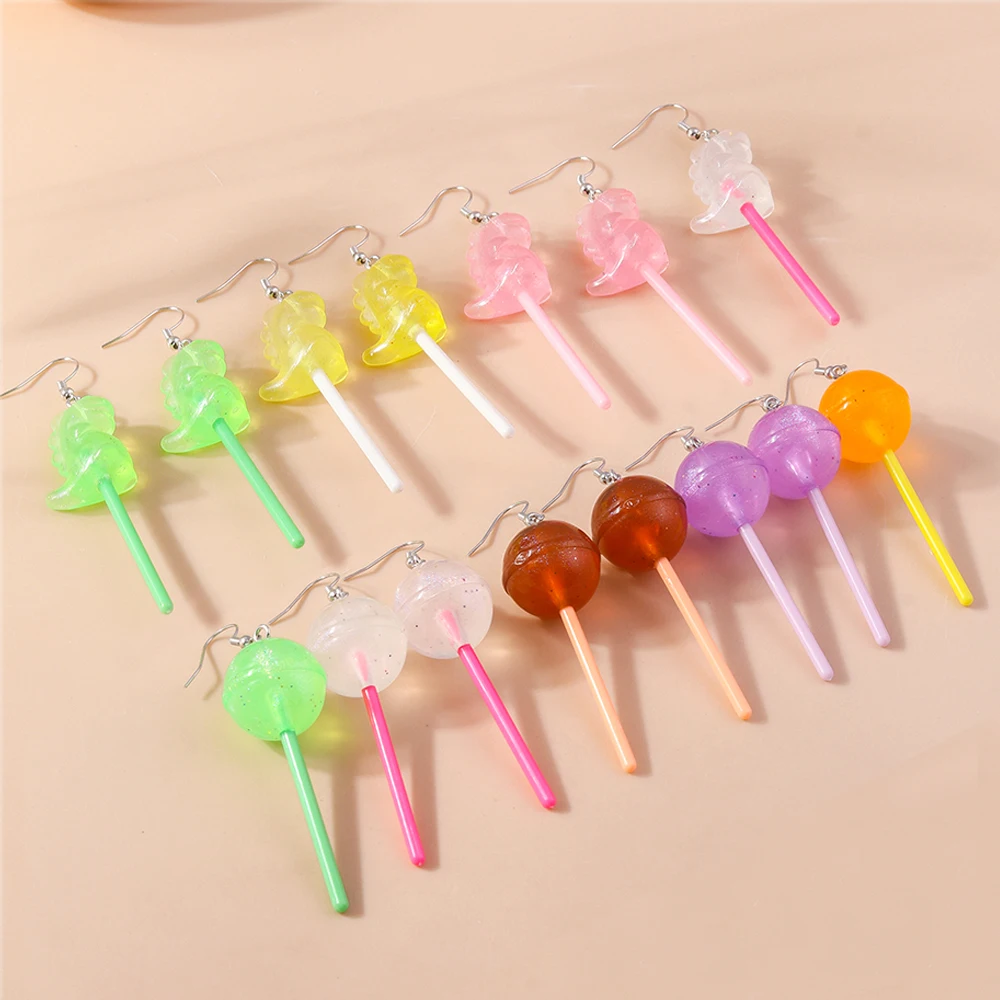 Aihua 30 Farben süße süße Lutscher-Ohrringe aus Kunstharz für Frauen, lustige Simulation, Lebensmittel, Süßigkeiten, Lutscher-Ohrringe, Schmuck, Geschenke – Detail 3