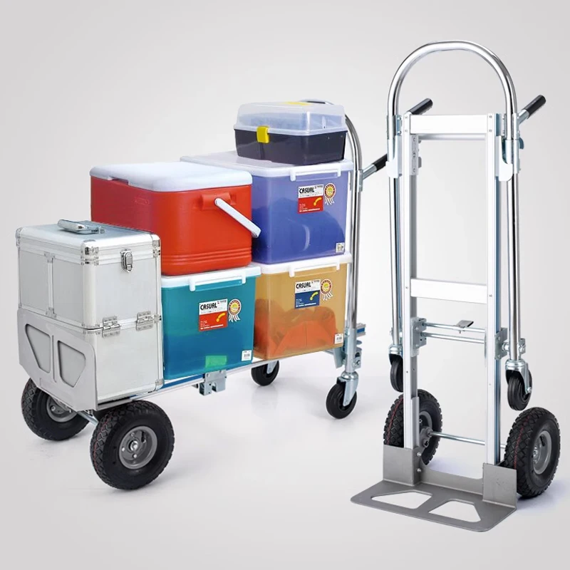 

4-Wheels Barrow Tools Trolley Heavy Duty Cart Shopping Trolley Luggage Travel Handcart Logistics Warehouse Handling Trailer