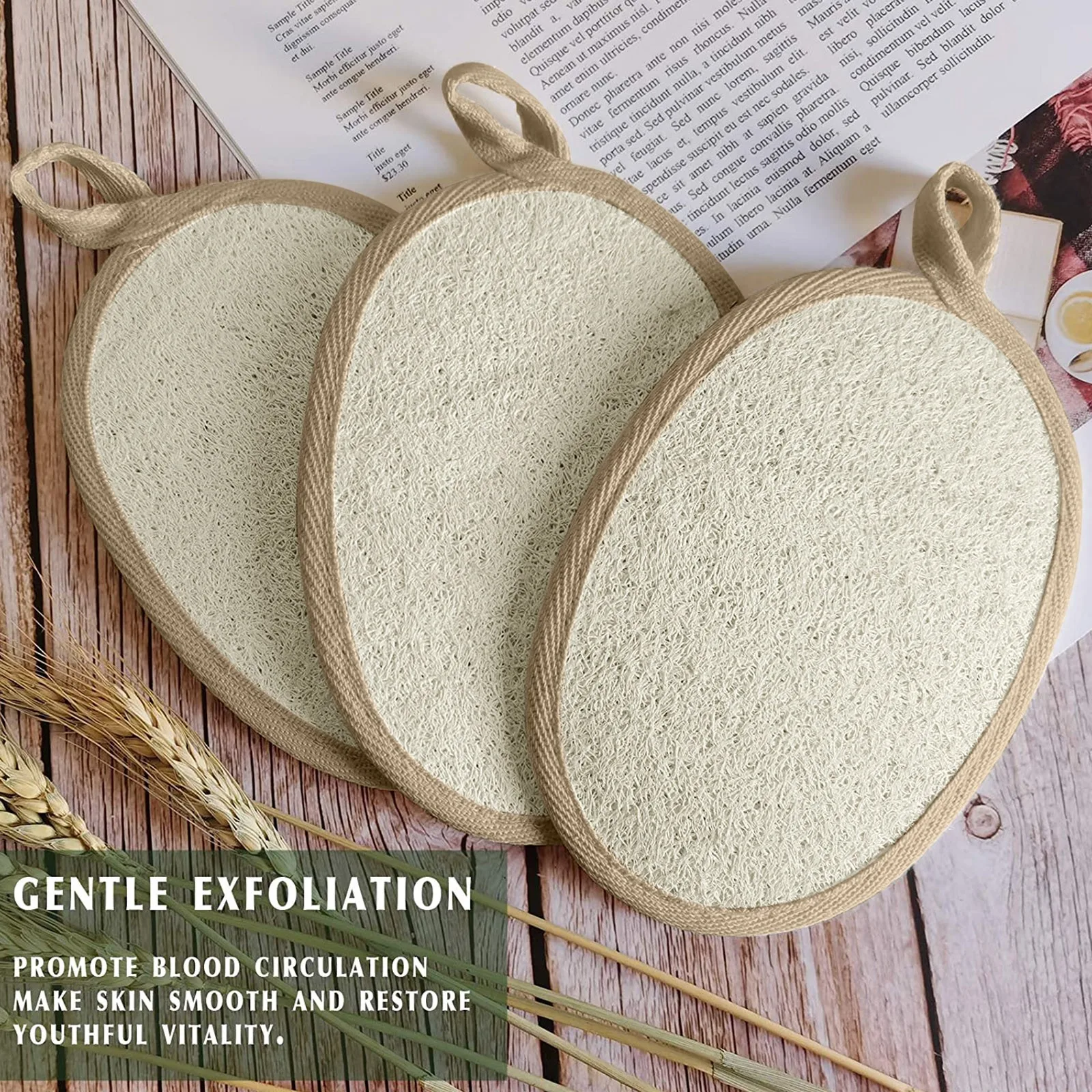 3pc Natural Loofah Body Shower Scrubber Bath Exfoliating Sponge Soft Shower Brushes With Hook Towel Sponge Merchandises Scrubber