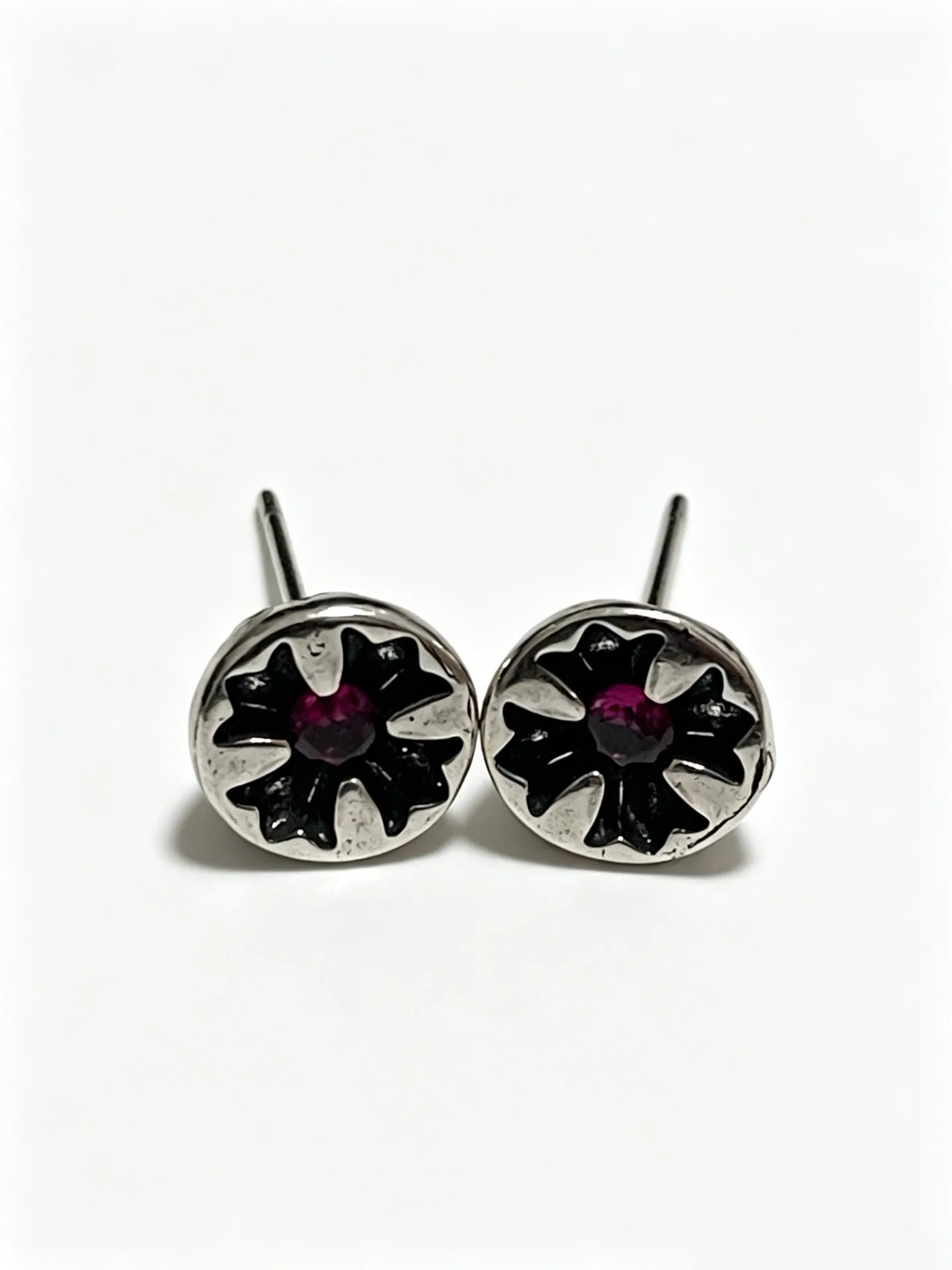 

S925 sterling silver charm purple Epoxy retro old cross fashion stud earrings CH premium light luxury couple earrings
