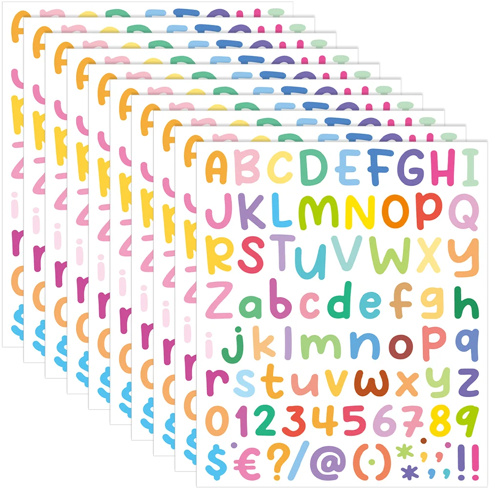 10 Sheets Mailbox Letters Alphabet Stickers Colored Lettering Decals Number Labels