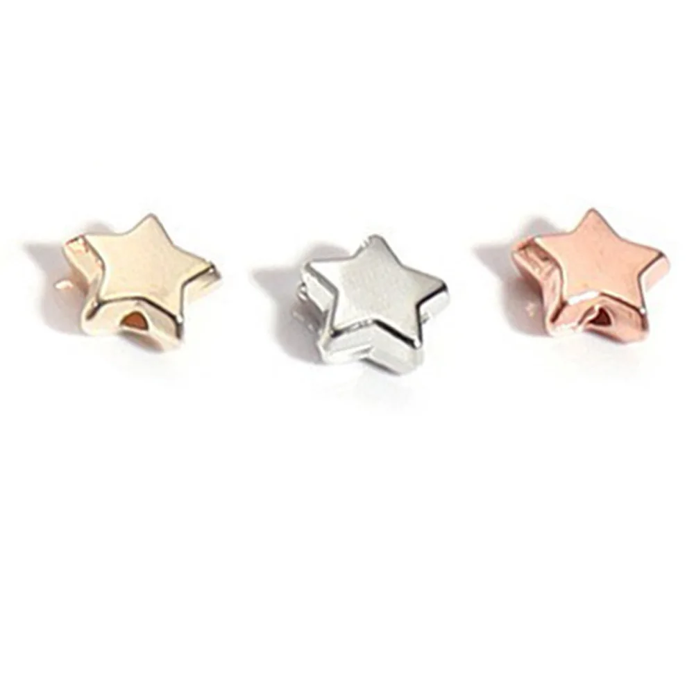 100pcs 10mm Star Shape Bead Charm Gold Silver CCB Beadwork Pendant for DIY Jewelry Making Bracelet Earring Pendant Accessories