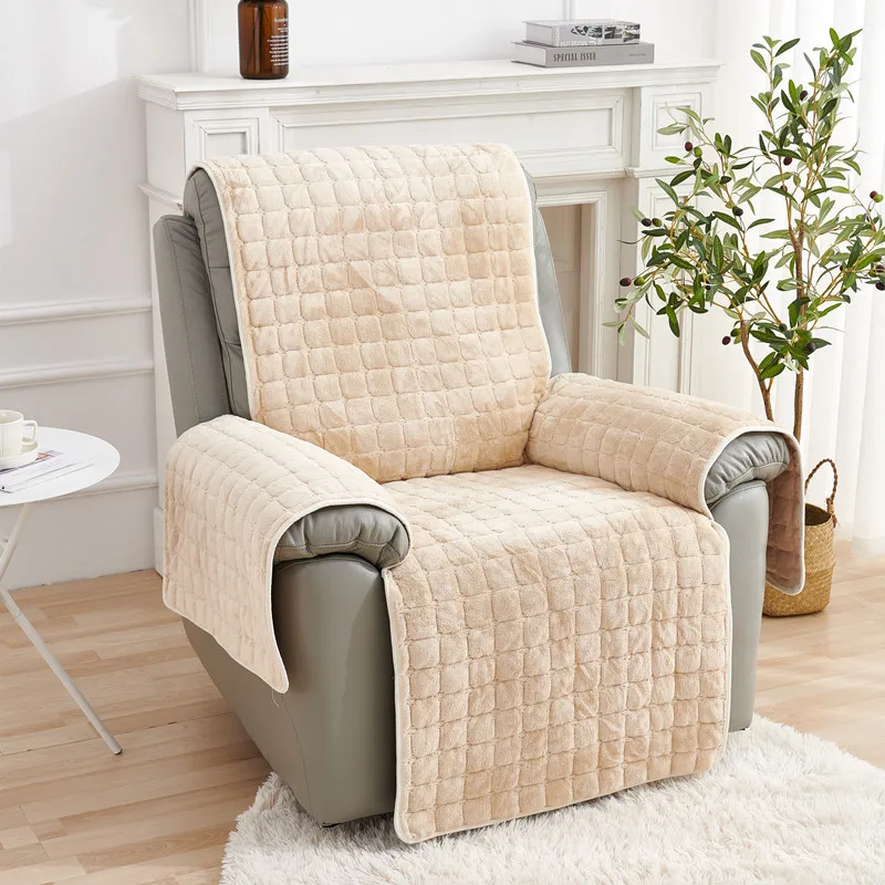 1/2/3 Seater Recliner Sofa Cover Flannel Armchair Slipcover Plush Velvet Non-Slip Relax Lazy Boy Chair Protector