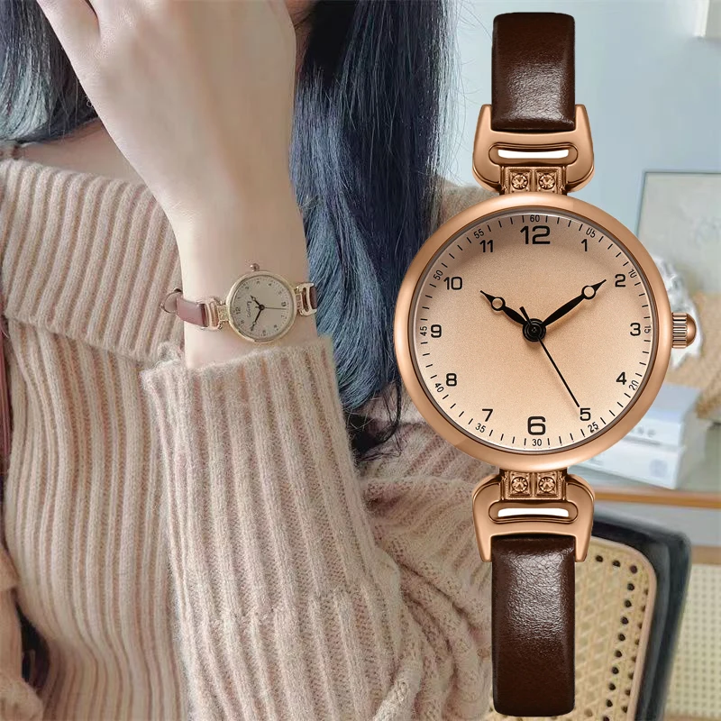 YIKAZE Retro Women Quartz Watch PU Leather Thin Strap Women's Wristwatch Luxury Ladies Dress Watches Fashion Bracelet Watch Gift